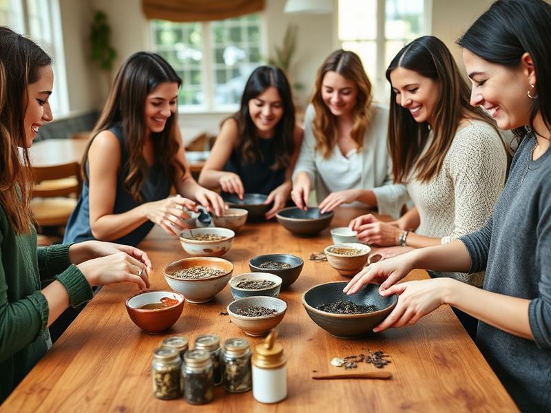 Group of women enjoying a tea blending workshop